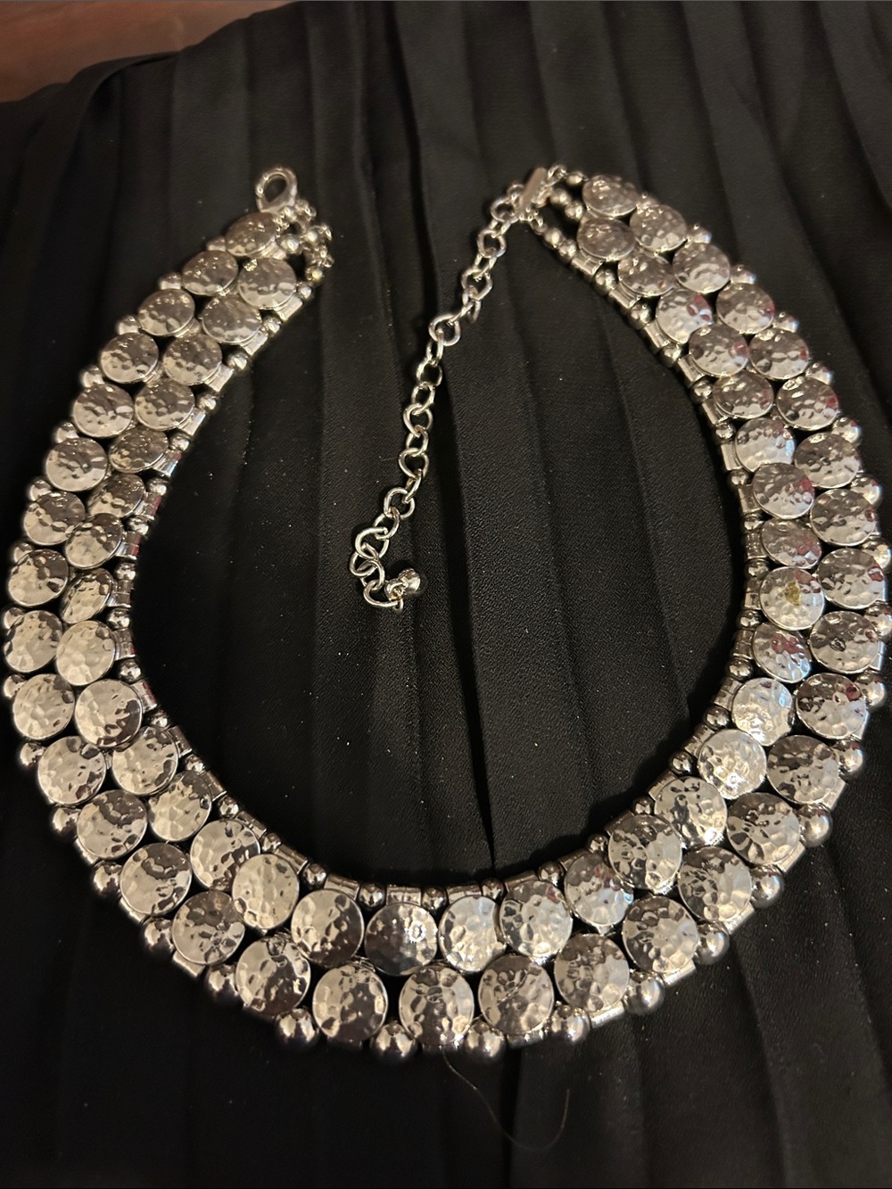 Chico's Silver-Tone Faceted Crystal Collar Necklace